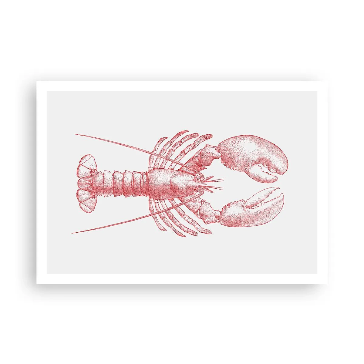 Plakat - Rysunek homara w czerwonym odcieniu - 100x70cm - Homar godny Homera - Nowoczesna dekoracja ścienna do salonu i sypialni ARTTOR