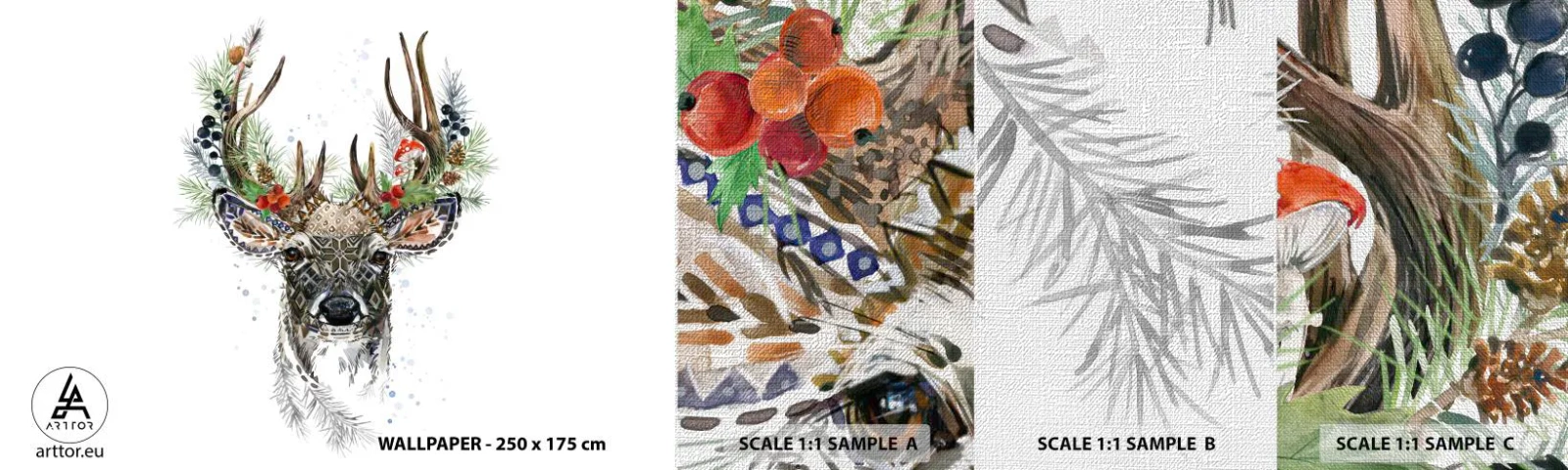 Fototapeta Próbka Premium Canvas - W świątecznej szacie - Abstrakcja, Jeleń, Renifer - 100x30 cm