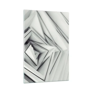 Obraz na szkle - Abstrakcyjna kompozycja geometrycznych kształtów w odcieniach szarości - 70x100cm - Ostrych kątów pąkowie - Nowoczesna dekoracja ścienna do salonu i sypialni ARTTOR