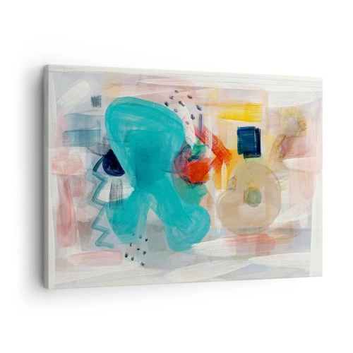 Obraz na płótnie - Abstrakcyjne kształty i kolory tworzące dynamiczną kompozycję - 70x50cm - Kolorowa gra - Nowoczesna dekoracja ścienna do salonu i sypialni ARTTOR
