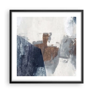 Plakat w czarnej ramie - Błękitno-brunatne kształty - 50x50 cm