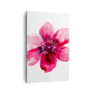 Obraz na płótnie - Różowy kwiat w akwarelowym stylu na białym tle - 80x120cm - Karminowy wonny pocałunek - Nowoczesna dekoracja ścienna do salonu i sypialni ARTTOR