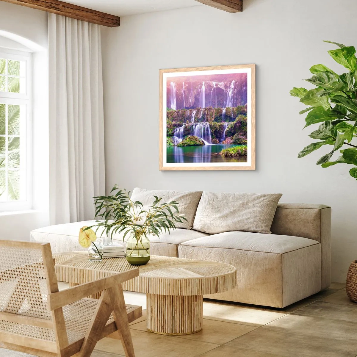 Plakat w ramie jasny dąb - Schody do nieba - 60x60 cm