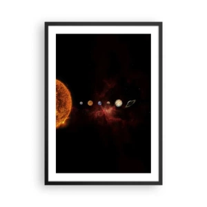 Plakat w czarnej ramie - Układ Słoneczny z planetami na tle kosmosu - 50x70cm - Nasza okolica - Nowoczesna dekoracja ścienna do salonu i sypialni ARTTOR