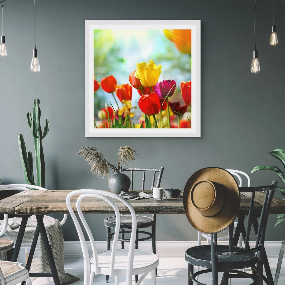 Plakat w białej ramie - Wszystkie barwy słońca - 40x40 cm