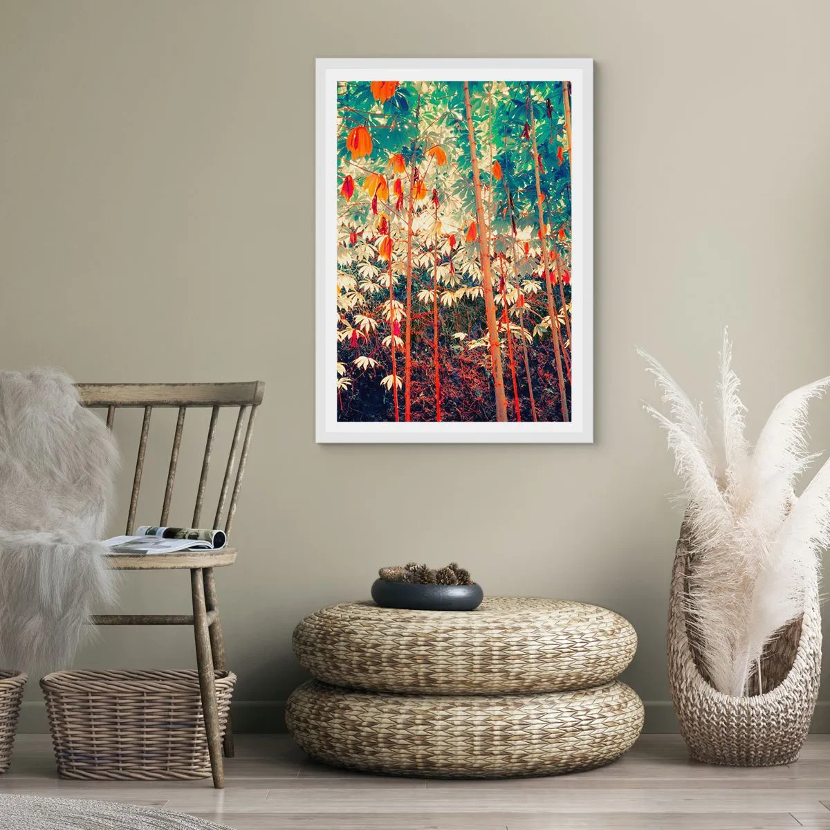 Plakat w białej ramie - Tajemne życie liści - 70x100 cm