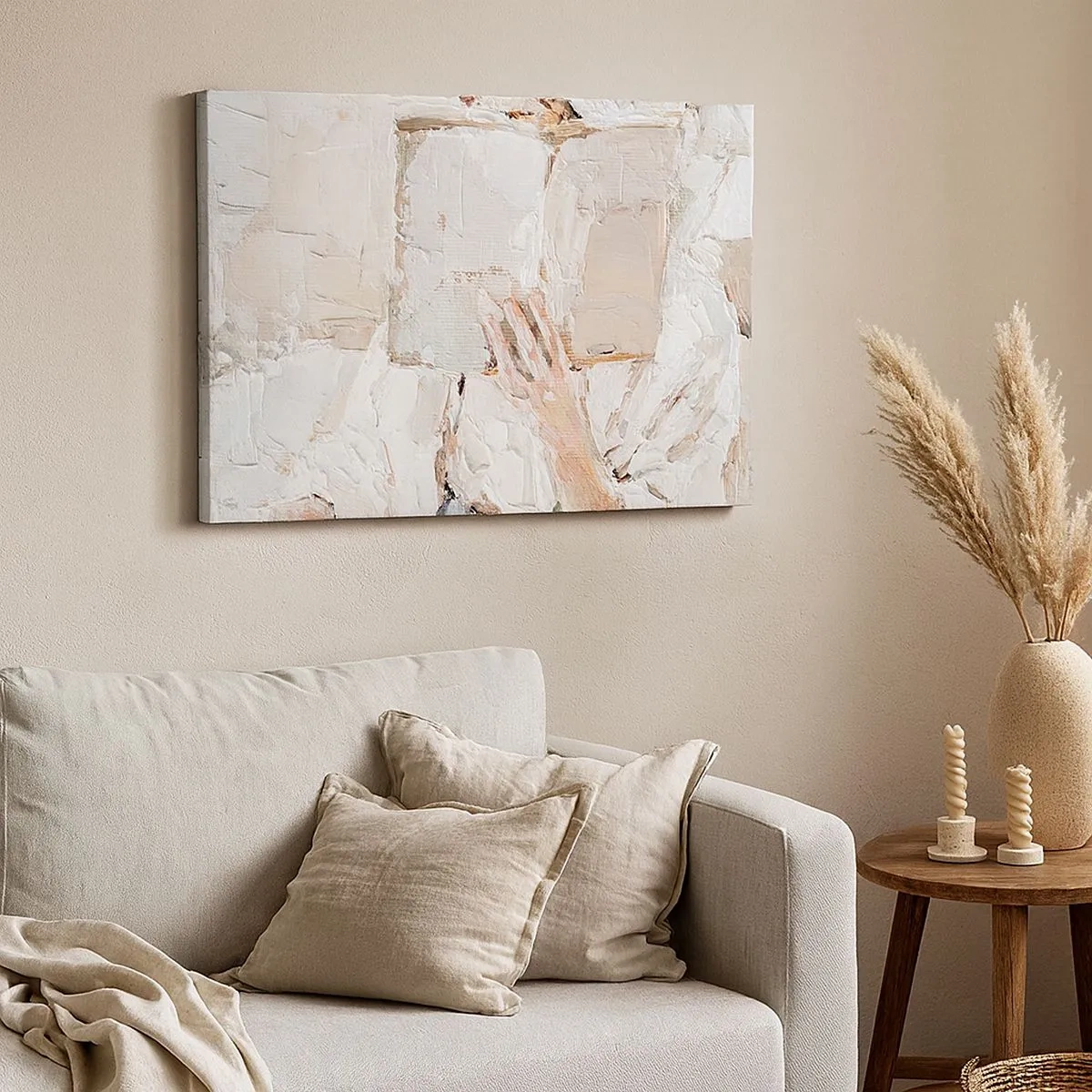 Obraz na płótnie - Impresjonistyczny obraz dłoni trzymającej otwartą książkę - 70x50cm - W innym świecie - Nowoczesna dekoracja ścienna do salonu i sypialni ARTTOR