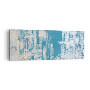 Obraz na płótnie - Abstrakcyjna kompozycja w odcieniach błękitu i bieli - 140x50cm - Przez lodowy sopel - Nowoczesna dekoracja ścienna do salonu i sypialni ARTTOR