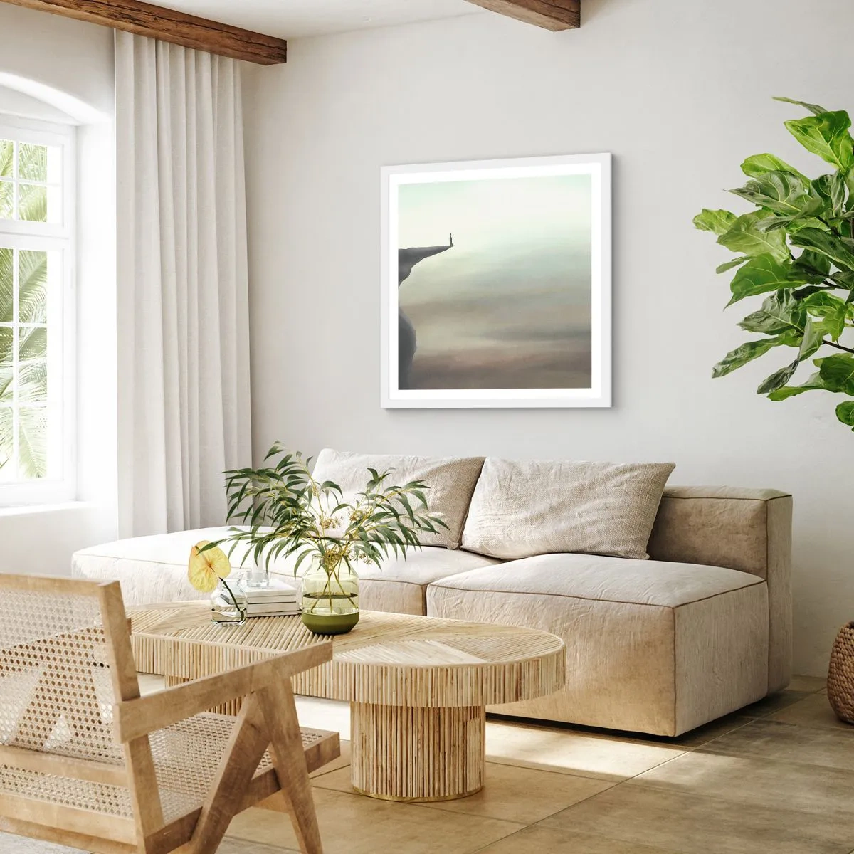 Plakat w białej ramie - Do góry, oczywiście! - 40x40 cm