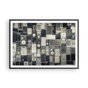 Plakat w czarnej ramie - Kolekcja głośników w stylu retro - 100x70cm - I wszystko gra - Nowoczesna dekoracja ścienna do salonu i sypialni ARTTOR