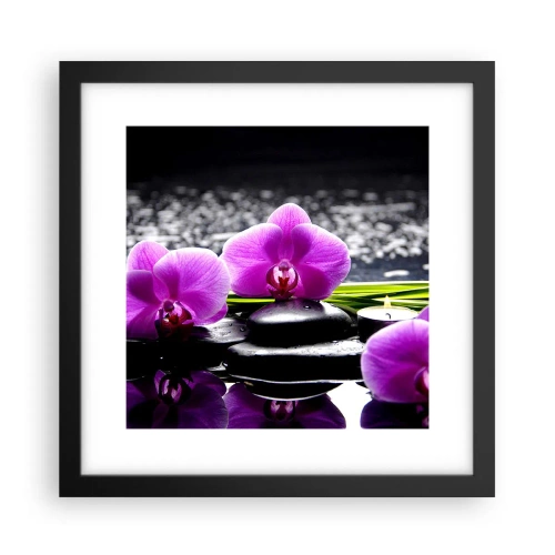 Plakat w czarnej ramie - Utonąć w ciszy i spokoju - 30x30 cm