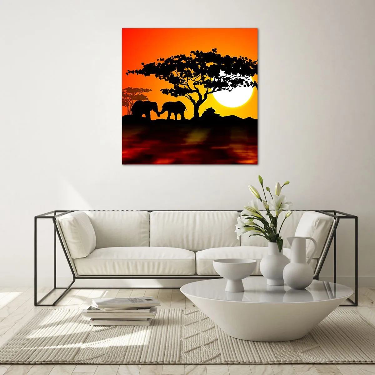 Obraz na szkle - Spotkanie na sawannie - 60x60 cm
