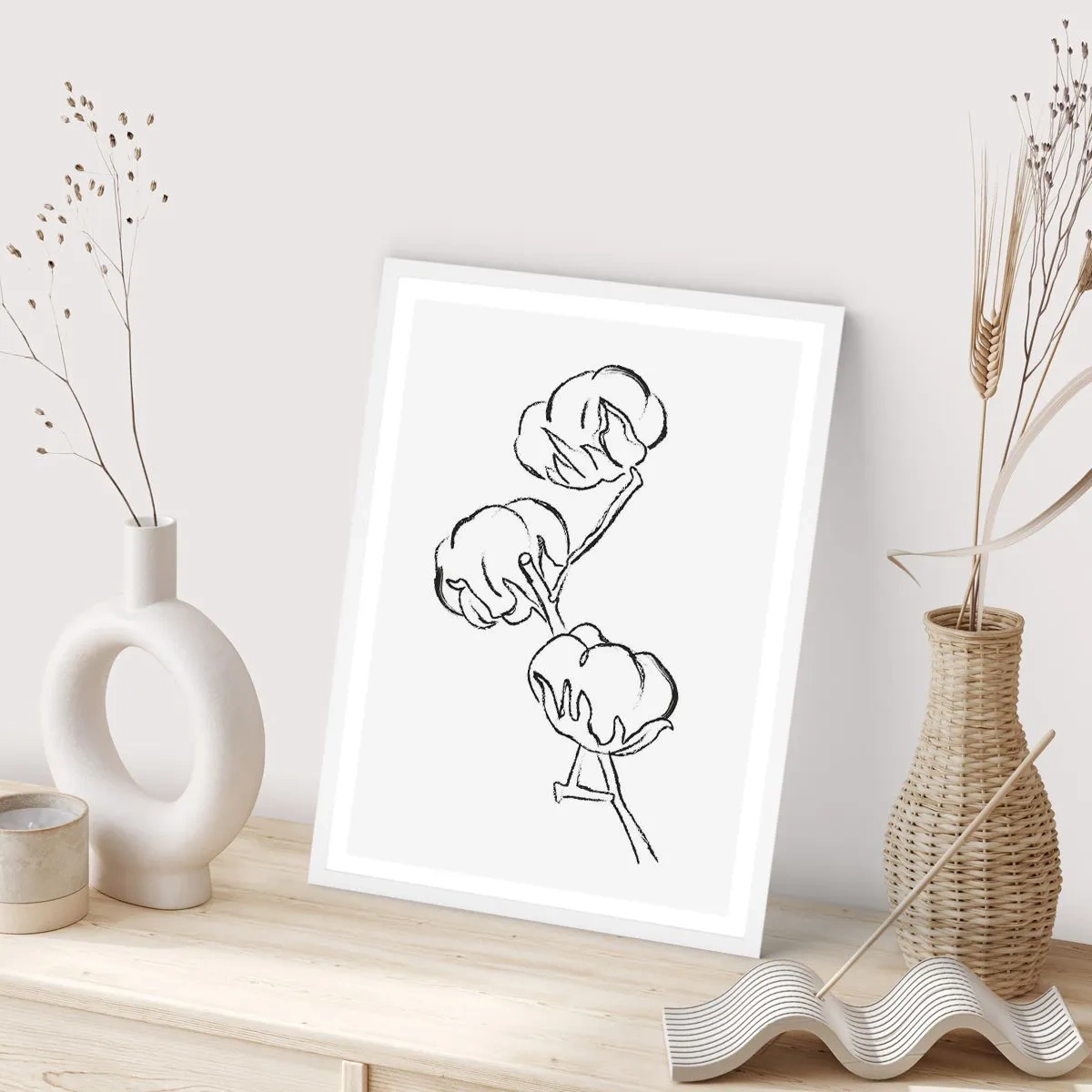 Plakat w białej ramie - Bawełniany puch - 30x40 cm