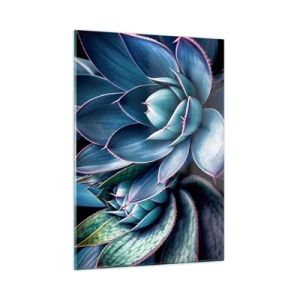 Obraz na szkle - Zbliżenie na soczyście zielone liście sukulentów - 50x70cm - Witalna siła - Nowoczesna dekoracja ścienna do salonu, kuchni i sypialni ARTTOR