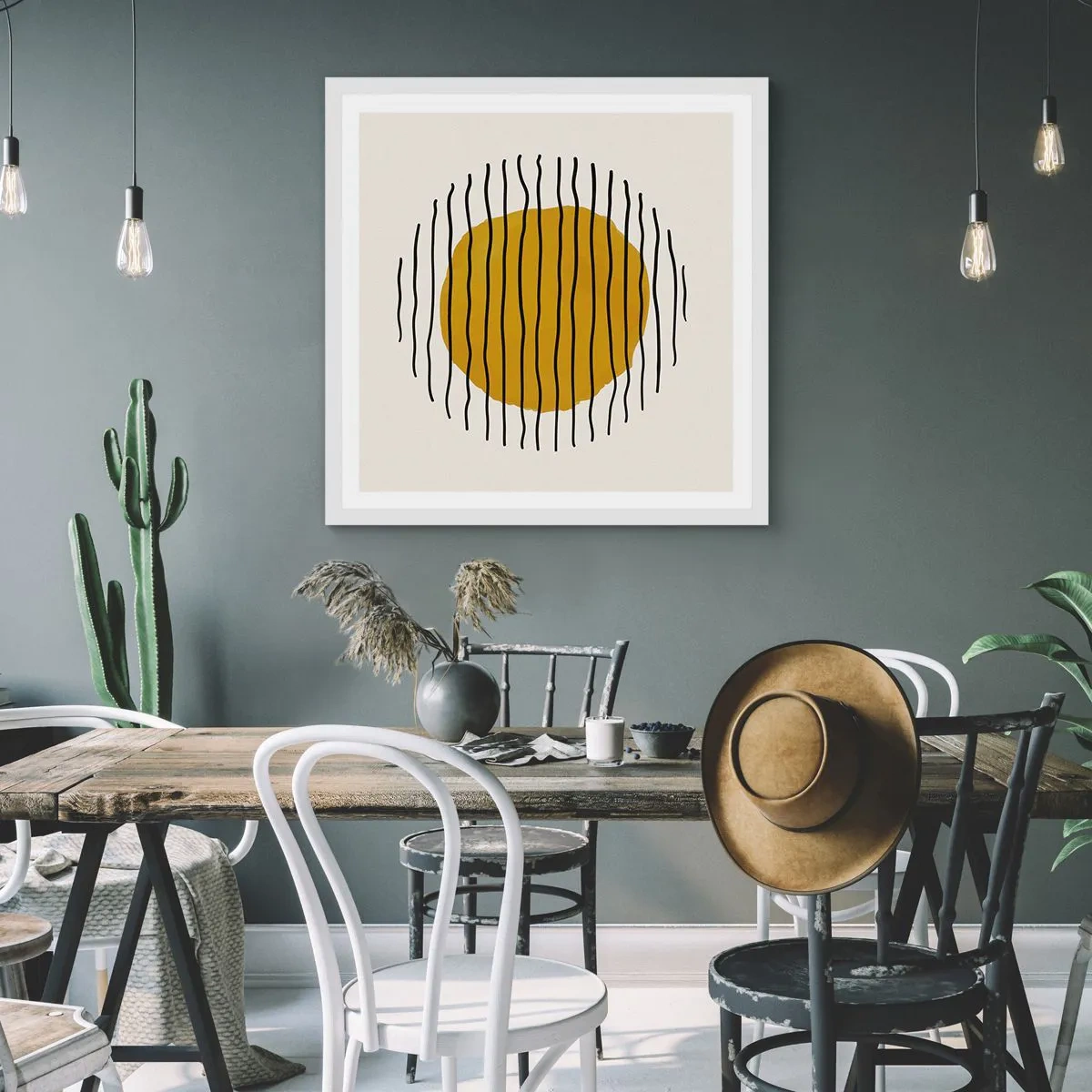 Plakat w białej ramie - Abstrakcja drżąca od żaru - 30x30 cm