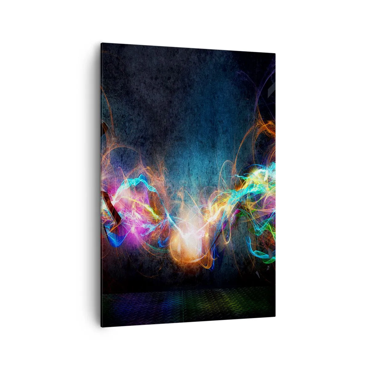 Obraz na płótnie - Kolorowe rozbłyski światła w abstrakcyjnej kompozycji - 70x100cm - Radośnie przeciw ciemności - Nowoczesna dekoracja ścienna do salonu i sypialni ARTTOR