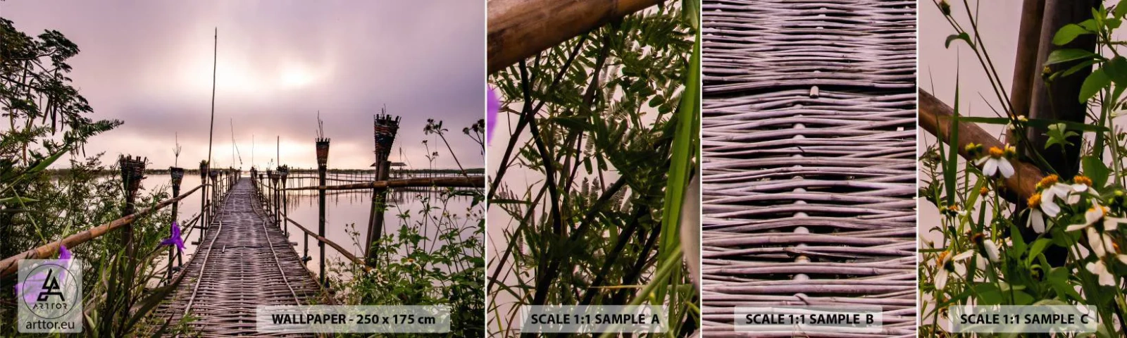 Fototapeta Próbka Standard Eco - Spokój i cisza Azji - Krajobraz, Rzeka, Bambus - 100x30 cm