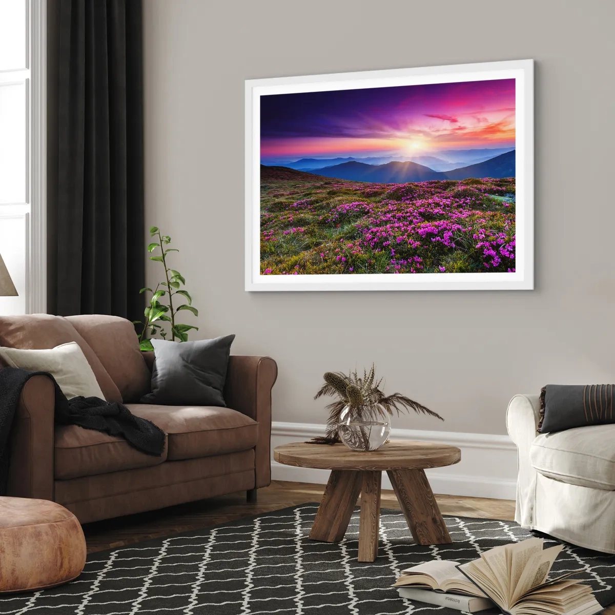 Plakat w białej ramie - Ziół zapachniały świeże pęki od niw - 91x61 cm