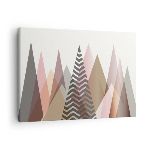 Obraz na płótnie - Kolorowe geometryczne góry w pastelowych odcieniach - 70x50cm - Piramidalny widok - Nowoczesna dekoracja ścienna do salonu i sypialni ARTTOR