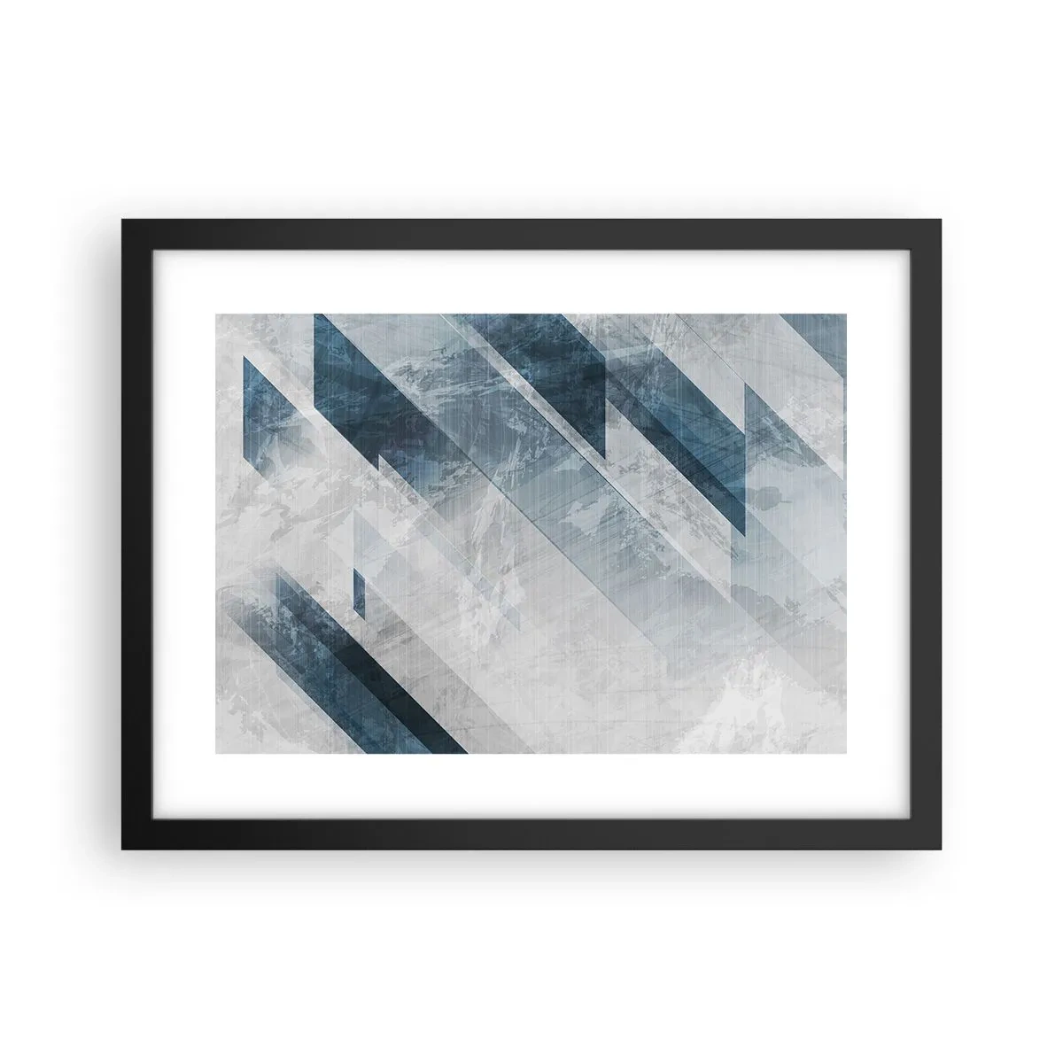 Plakat w czarnej ramie - Kompozycja przestrzenna – ruch szarości - 40x30 cm
