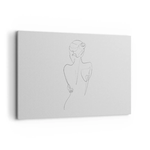 Obraz na płótnie - Linia konturowa przedstawiająca kobiecą sylwetkę na jasnym tle - 120x80cm - Muzyka ciała - Nowoczesna dekoracja ścienna do salonu, kuchni i sypialni ARTTOR