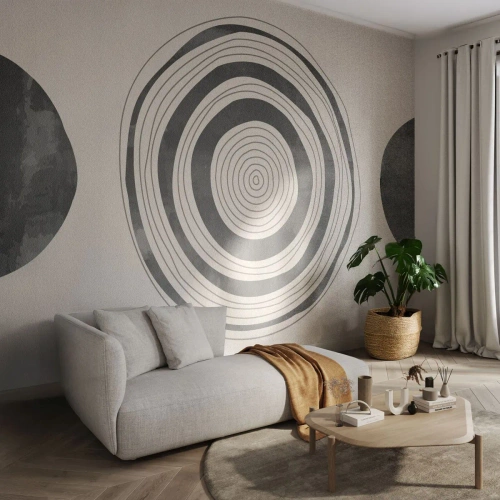Fototapeta Premium Sand - Koncentryczne okręgi w minimalistycznym stylu - 100x70cm - Ważne to co pomiędzy - Nowoczesna dekoracja ścienna do salonu, kuchni i sypialni ARTTOR