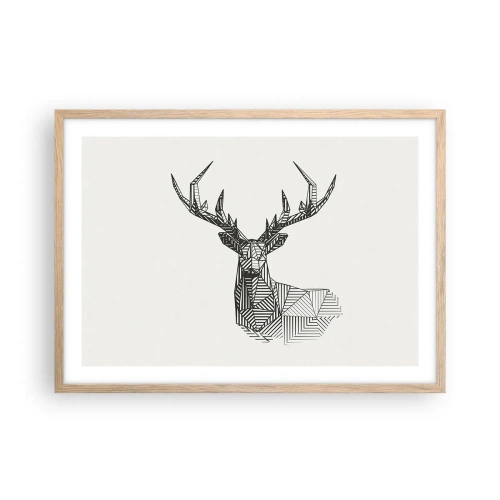 Plakat w ramie jasny dąb - Jeleń w kubistycznym stylu - 70x50 cm