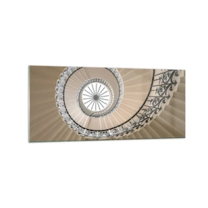 Obraz na szkle - Spiralne schody w eleganckim ujęciu geometrycznym - 120x50cm - W środku muszli - Nowoczesna dekoracja ścienna do salonu i sypialni ARTTOR