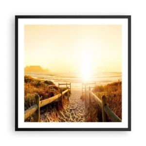 Plakat w czarnej ramie - Przez wydmę, w stronę słońca - 60x60 cm
