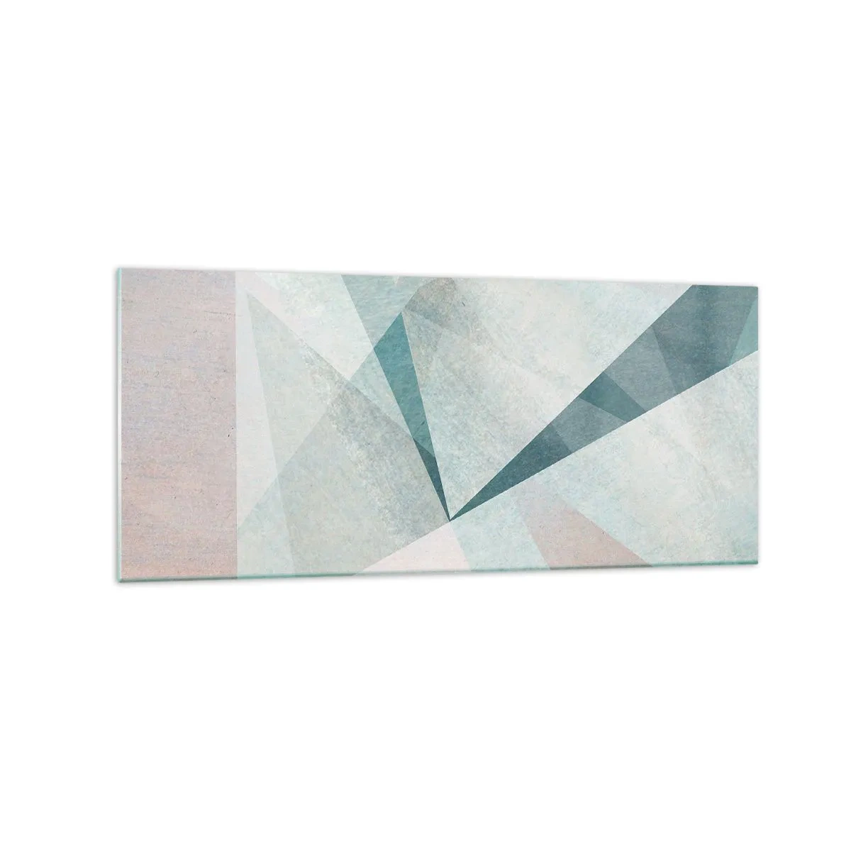 Obraz na szkle - Geometryczne kształty w pastelowych odcieniach błękitu i szarości - 120x50cm - Spokojnie choć dynamicznie - Nowoczesna dekoracja ścienna do salonu i sypialni ARTTOR