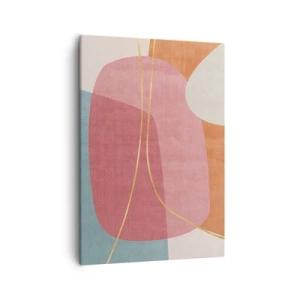 Obraz na płótnie - Abstrakcyjna pastelowa kompozycja - 50x70cm - Pastelowa kompozycja z nicią złota - Nowoczesna dekoracja ścienna do salonu, kuchni i sypialni ARTTOR