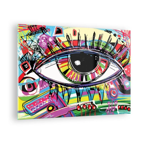 Obraz na szkle - Kolorowe oko w abstrakcyjnym stylu - 70x50cm - Kolorowe oko - kolorowa dusza - Nowoczesna dekoracja ścienna do salonu i sypialni ARTTOR