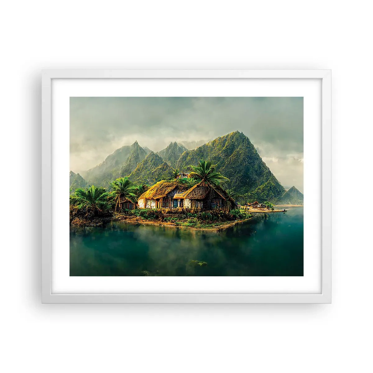 Plakat w białej ramie - Tropikalny raj - 50x40 cm