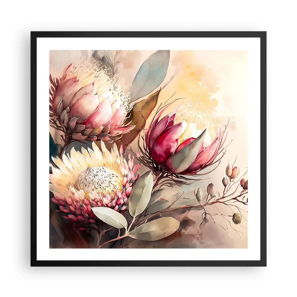 Plakat w czarnej ramie - Z profilu i en face - 60x60 cm