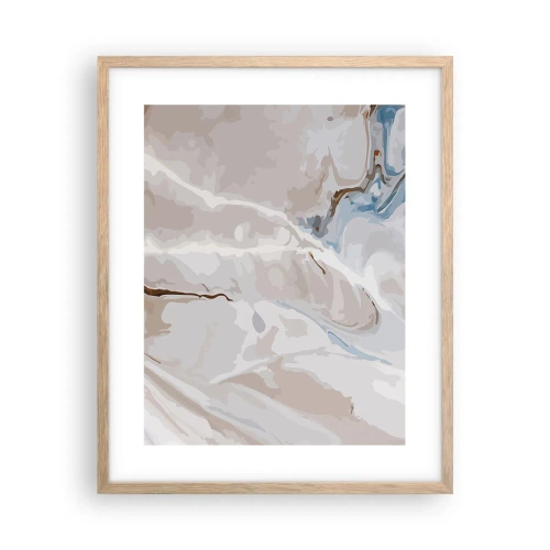 Plakat w ramie jasny dąb - Błękitne meandry pod bielą - 40x50 cm