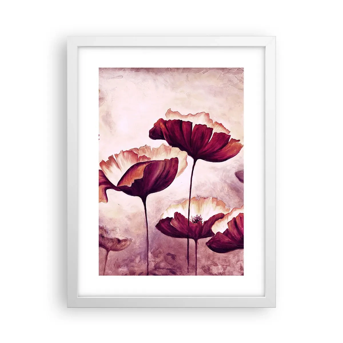 Plakat w białej ramie - Płatek czerwony i biały - 30x40 cm