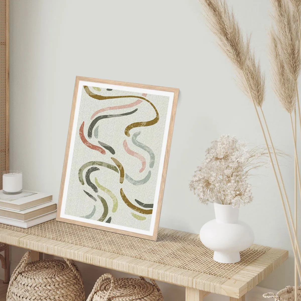 Plakat w ramie jasny dąb - Radosny taniec abstrakcji - 30x40 cm