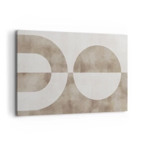 Obraz na płótnie - Abstrakcyjny obraz w odcieniach beżu z geometrycznymi kształtami i symetrią - 120x80cm - Podobieństwa i różnice - Nowoczesna dekoracja ścienna do salonu, kuchni i sypialni ARTTOR