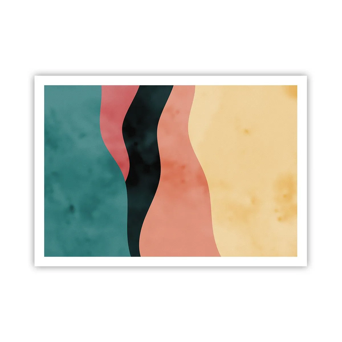Plakat - Abstrakcyjne fale w pastelowych barwach - 100x70cm - Zgodna niezgodność - Nowoczesna dekoracja ścienna do salonu i sypialni ARTTOR