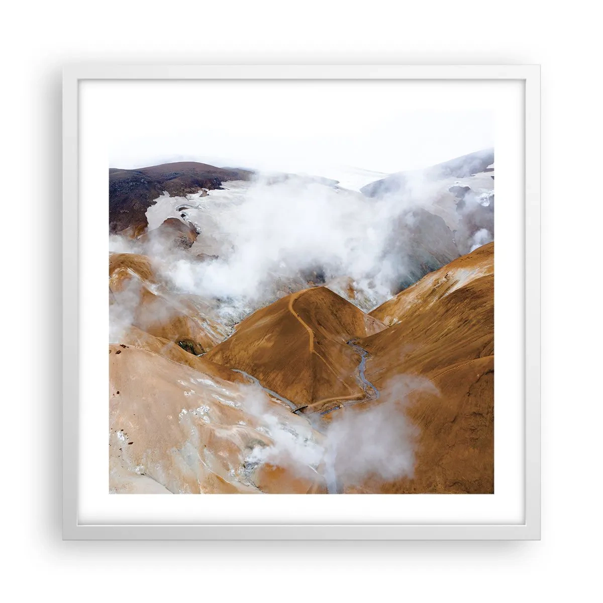 Plakat w białej ramie - Surowa uroda Islandii - 50x50 cm