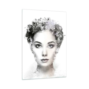 Obraz na szkle - Twarz kobiety w stylu akwareli na białym tle - 50x70cm - Portret niezwykle stylowy - Nowoczesna dekoracja ścienna do salonu, kuchni i sypialni ARTTOR