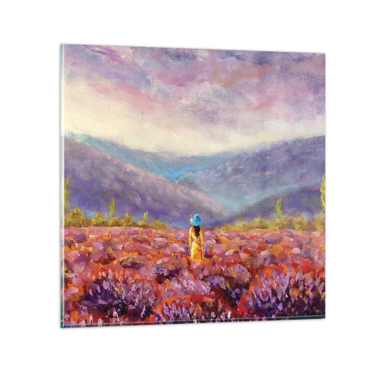 Obraz na szkle - W lawendowym świecie - 30x30 cm