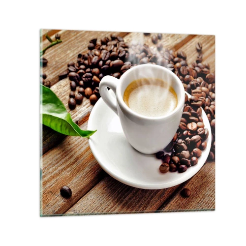 Obraz na szkle - Kawa na ławie - 40x40 cm