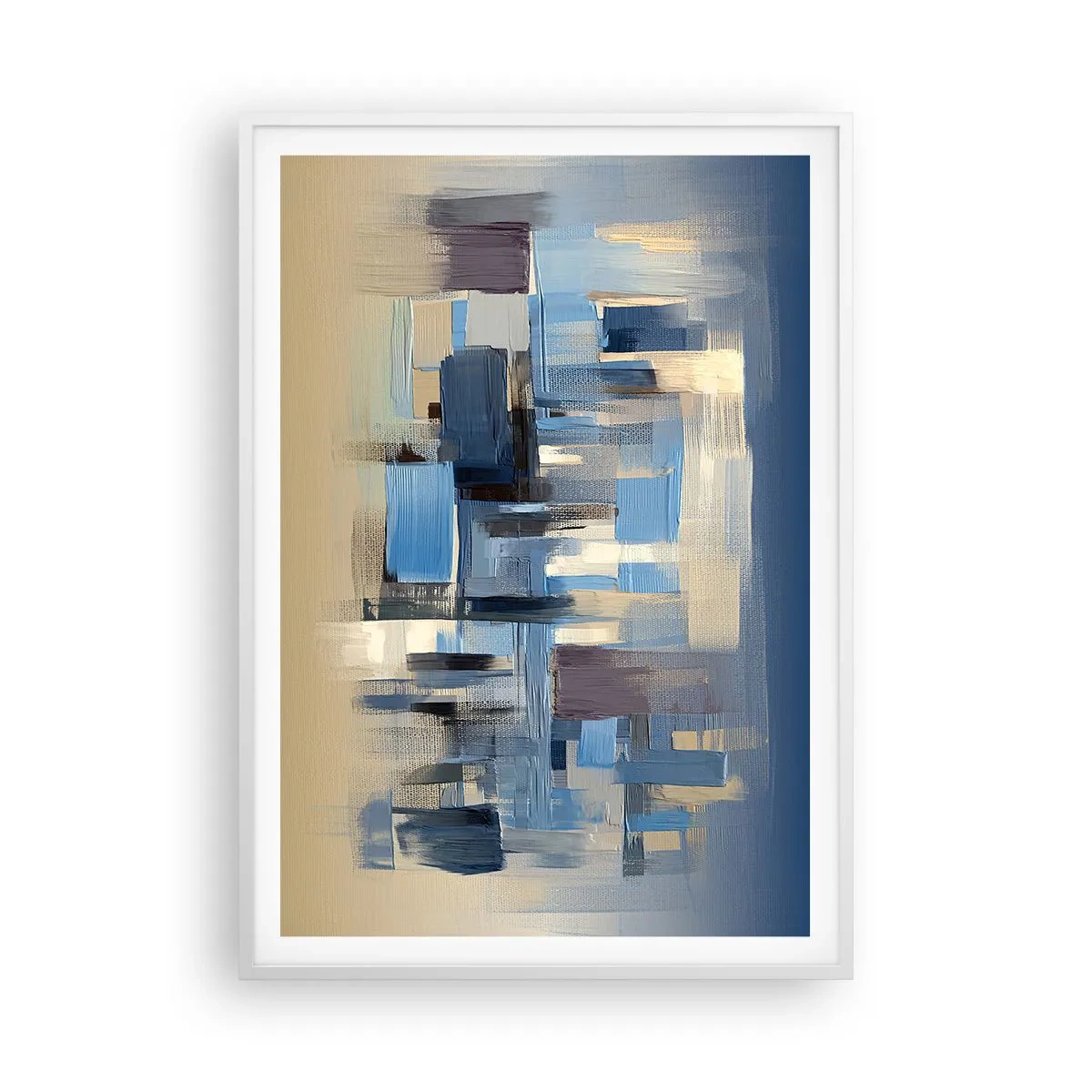 Plakat w białej ramie - Błękitna konstrukcja - 70x100 cm
