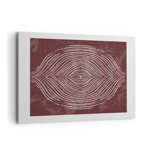 Obraz na płótnie - Symetryczne fale w białych liniach na brązowym tle - 120x80cm - Przestrzeń mówi - Nowoczesna dekoracja ścienna do salonu, kuchni i sypialni ARTTOR