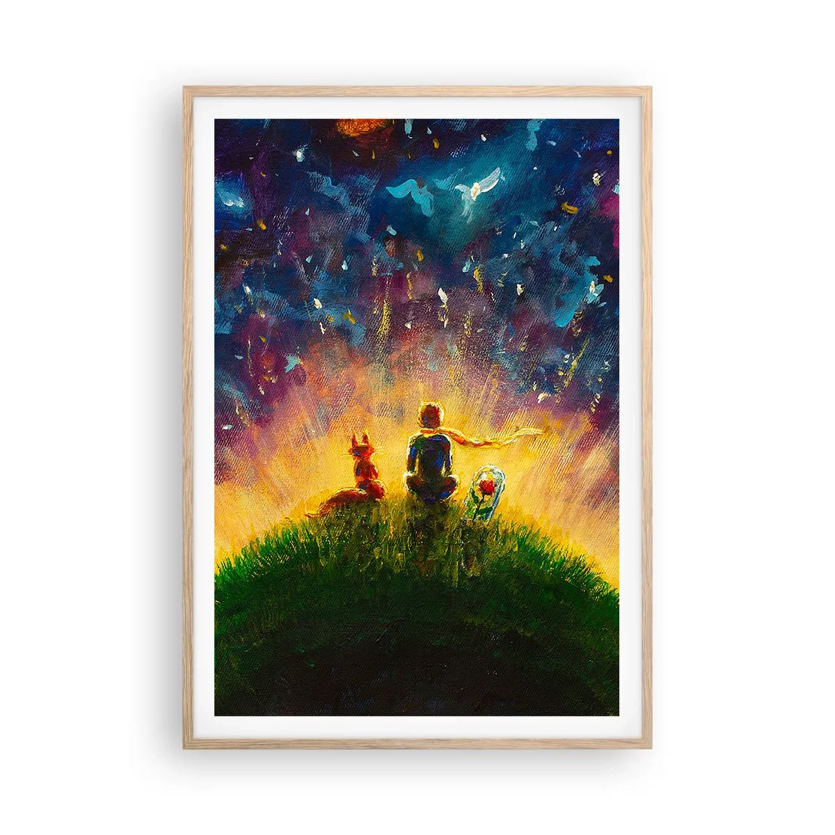 Plakat w ramie jasny dąb - Miłość i przyjaźń - cały świat - 70x100 cm