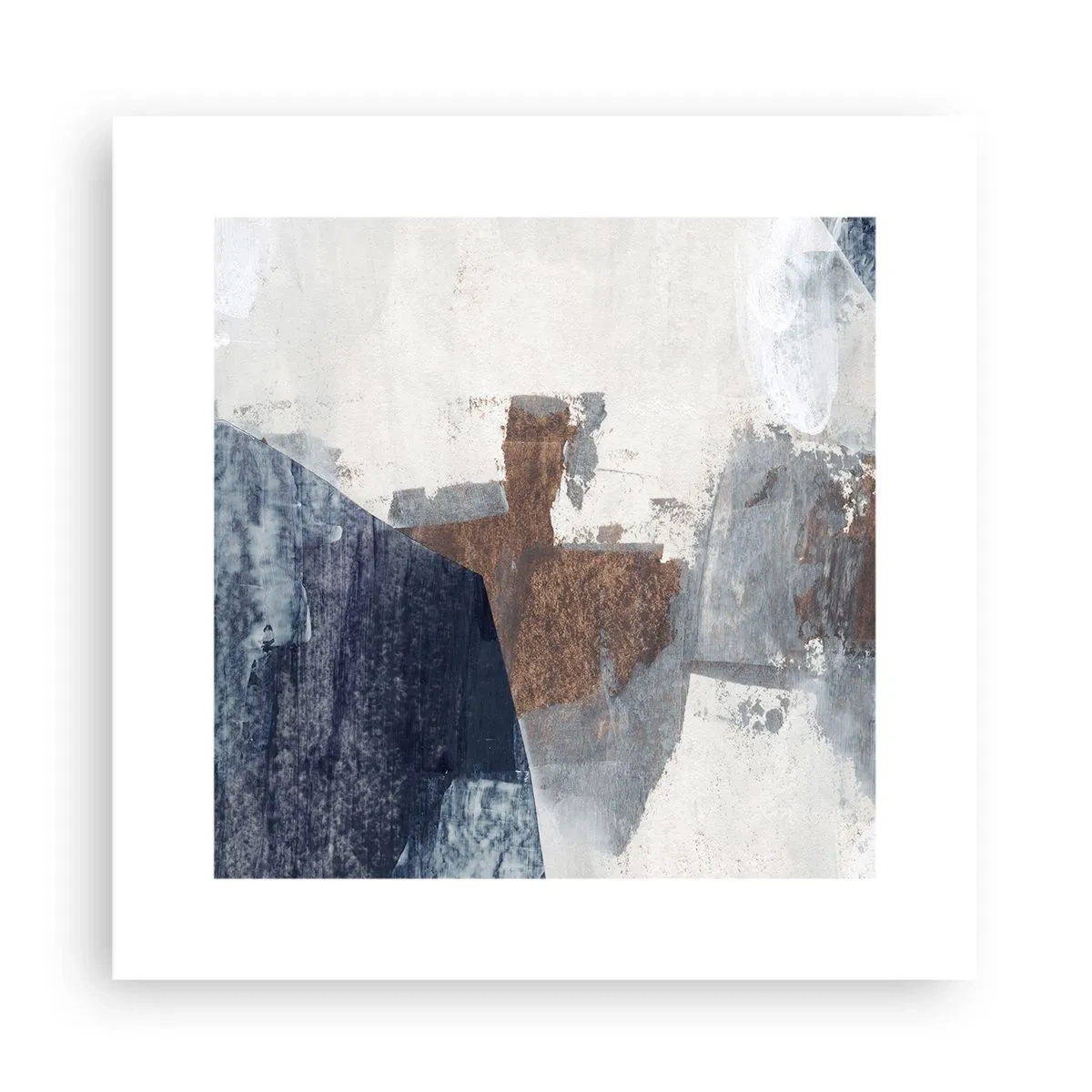 Plakat - Błękitno-brunatne kształty - 30x30 cm