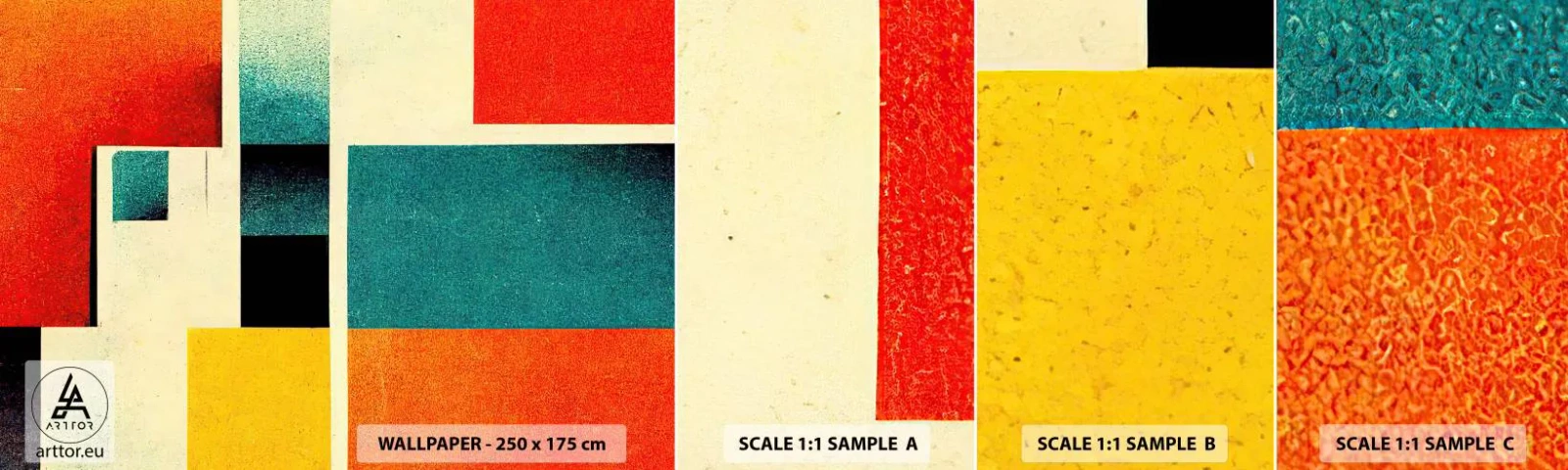 Fototapeta Próbka Samoprzylepna Deluxe Sticker - Abstrakcja geometryczna – dobra energia - Kwadraty, Postarzany, Sztuka - 100x30 cm