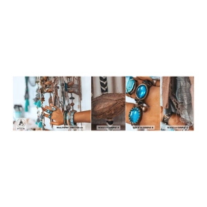 Fototapeta Próbka Samoprzylepna Deluxe Sticker - Lokalne skarby - Kobieca Dłoń, Biżuteria, Boho - 100x30 cm