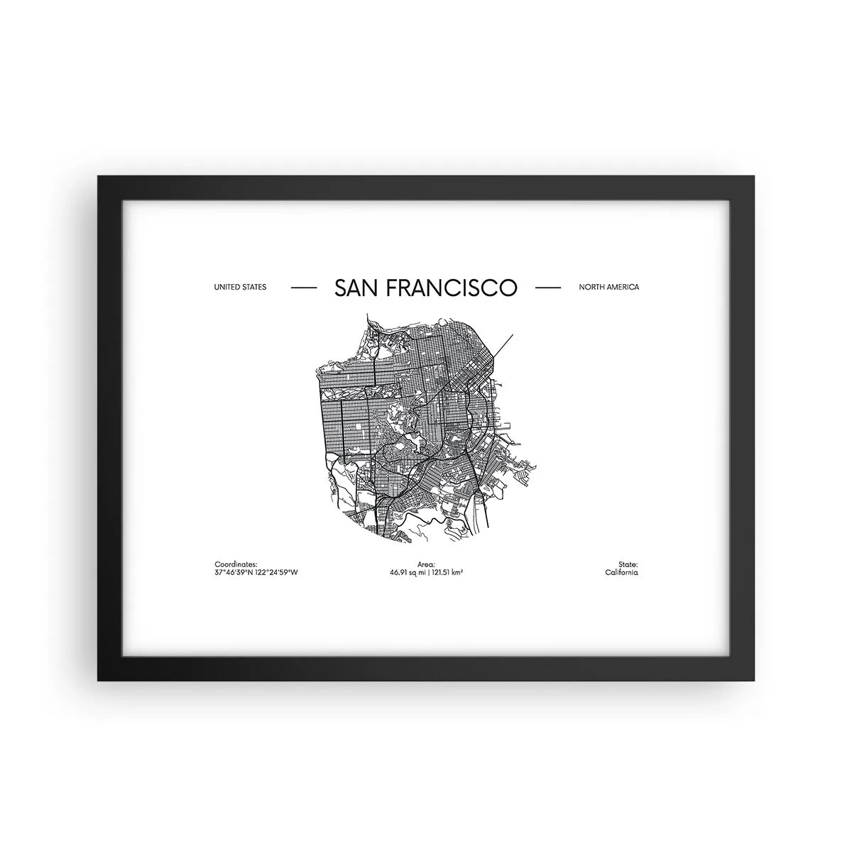 Plakat w czarnej ramie - Anatomia San Francisco - 40x30 cm